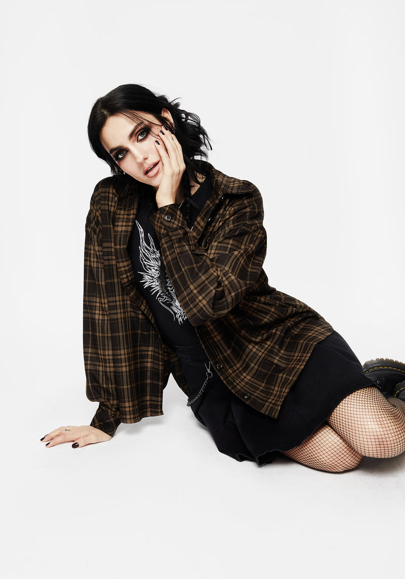 Vetula Embroidered Oversized Check Shirt