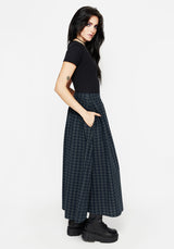 Jeannie Check Cotton Button Up Midaxi Skirt