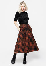 Terra Check Midi Skirt - Orange