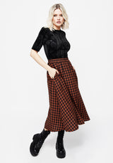 Terra Check Midi Skirt - Orange