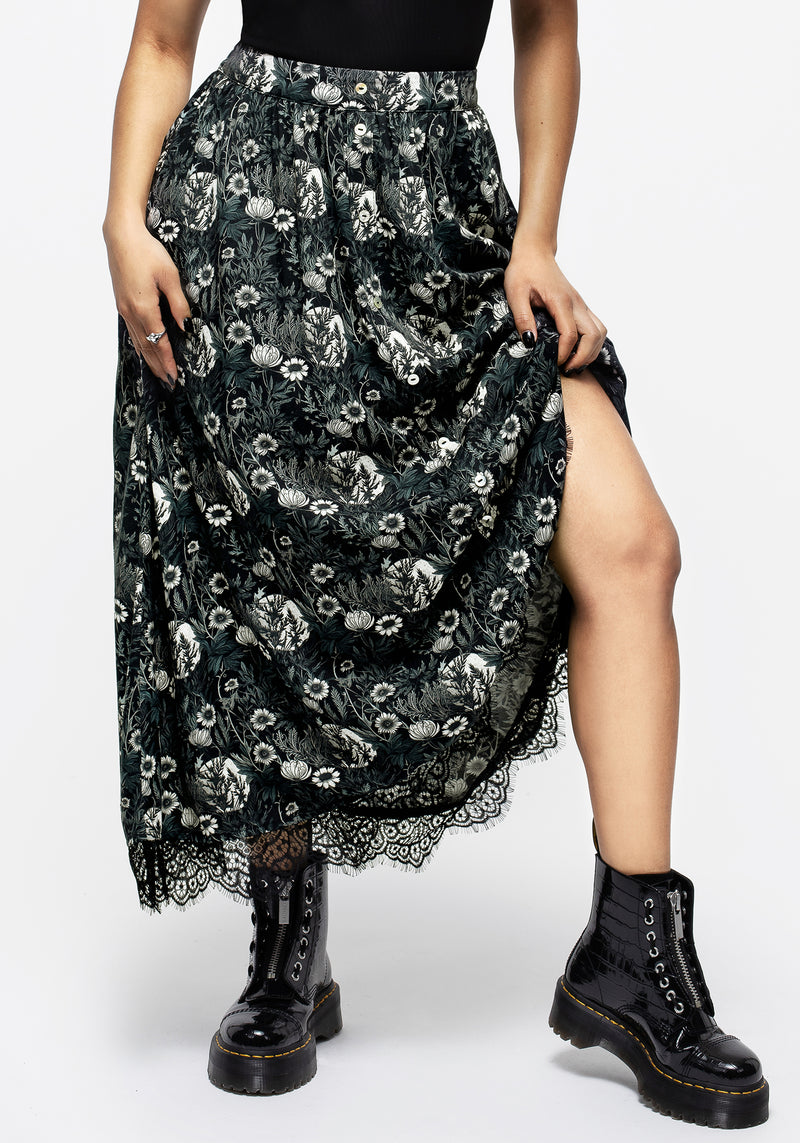 Nightbloom Button Front Midaxi Skirt