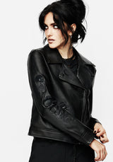 Mori Embroidered Faux Leather Jacket