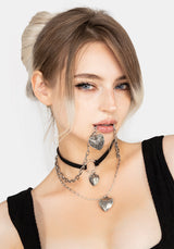 Deceiver Heart Layered Choker Necklace