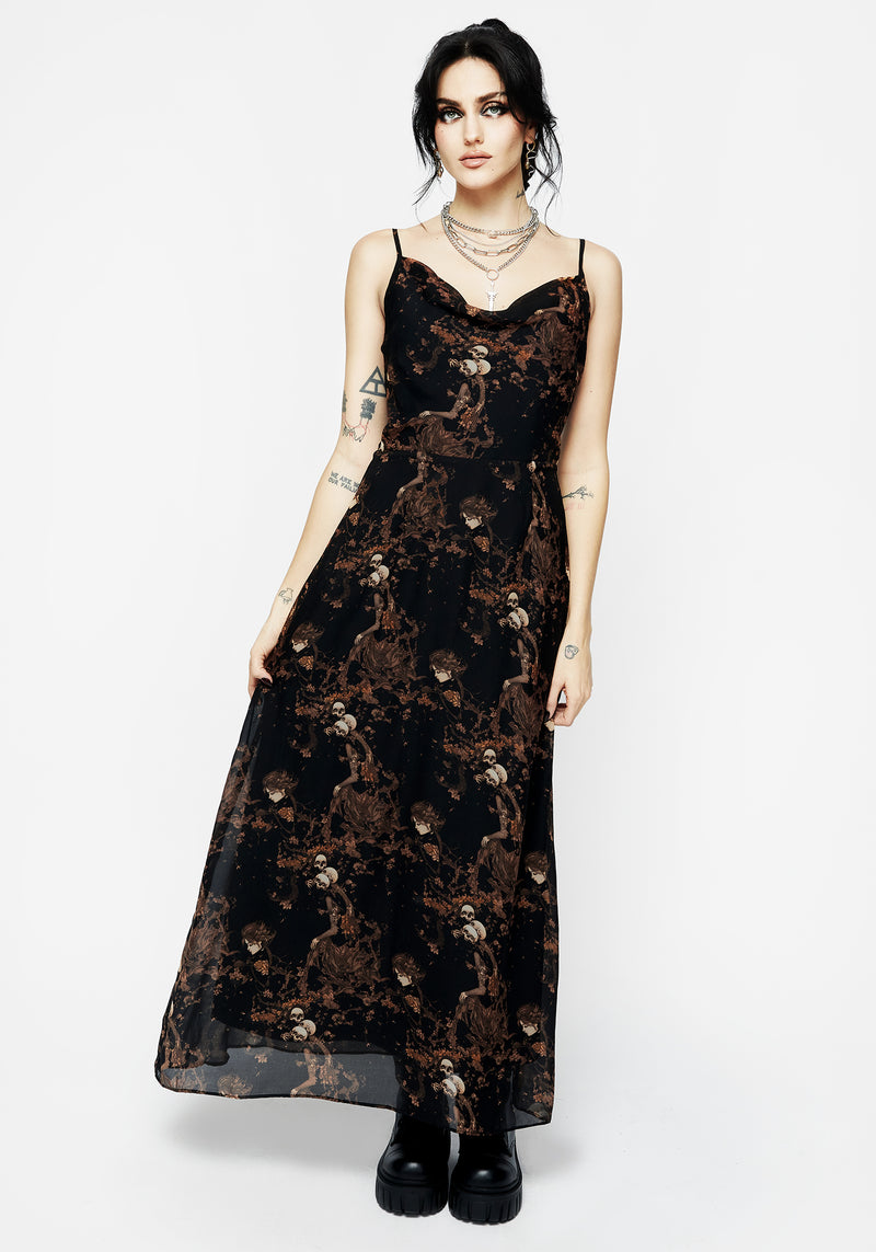 Underworld Printed Chiffon Cami Maxi Dress