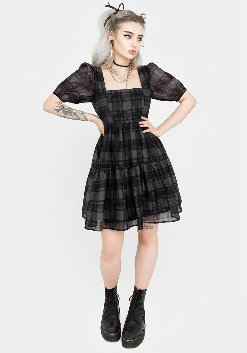 Salome Organza Check Mini Dress