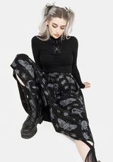 Parasite Bugs Button Front Midi Skirt - Black