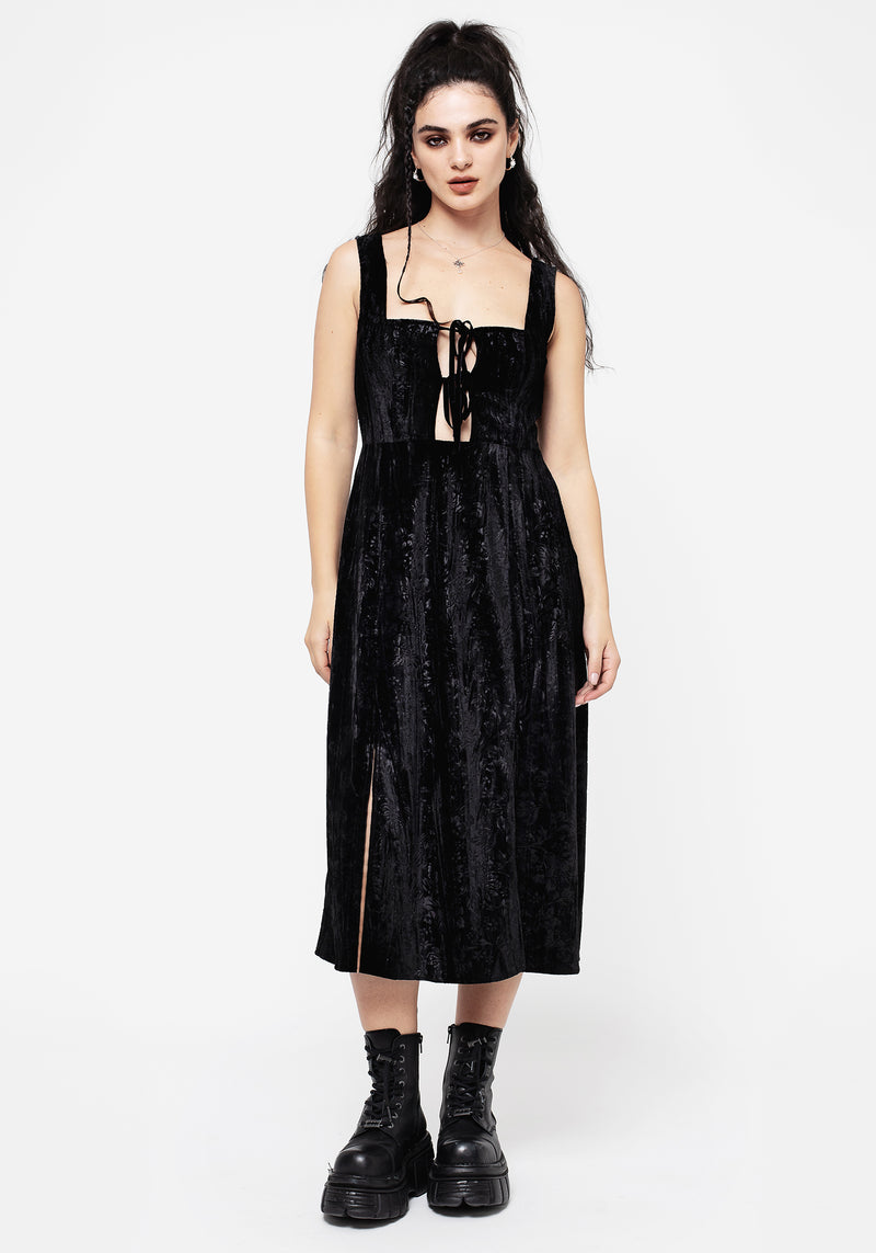 Maggie Tie Front Apron Midi Dress