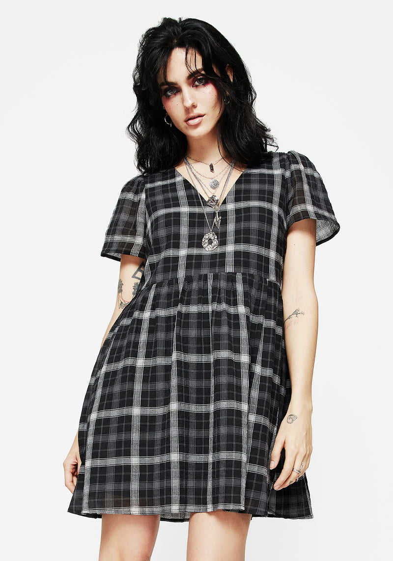 Dilemma Check Mini Smock Dress