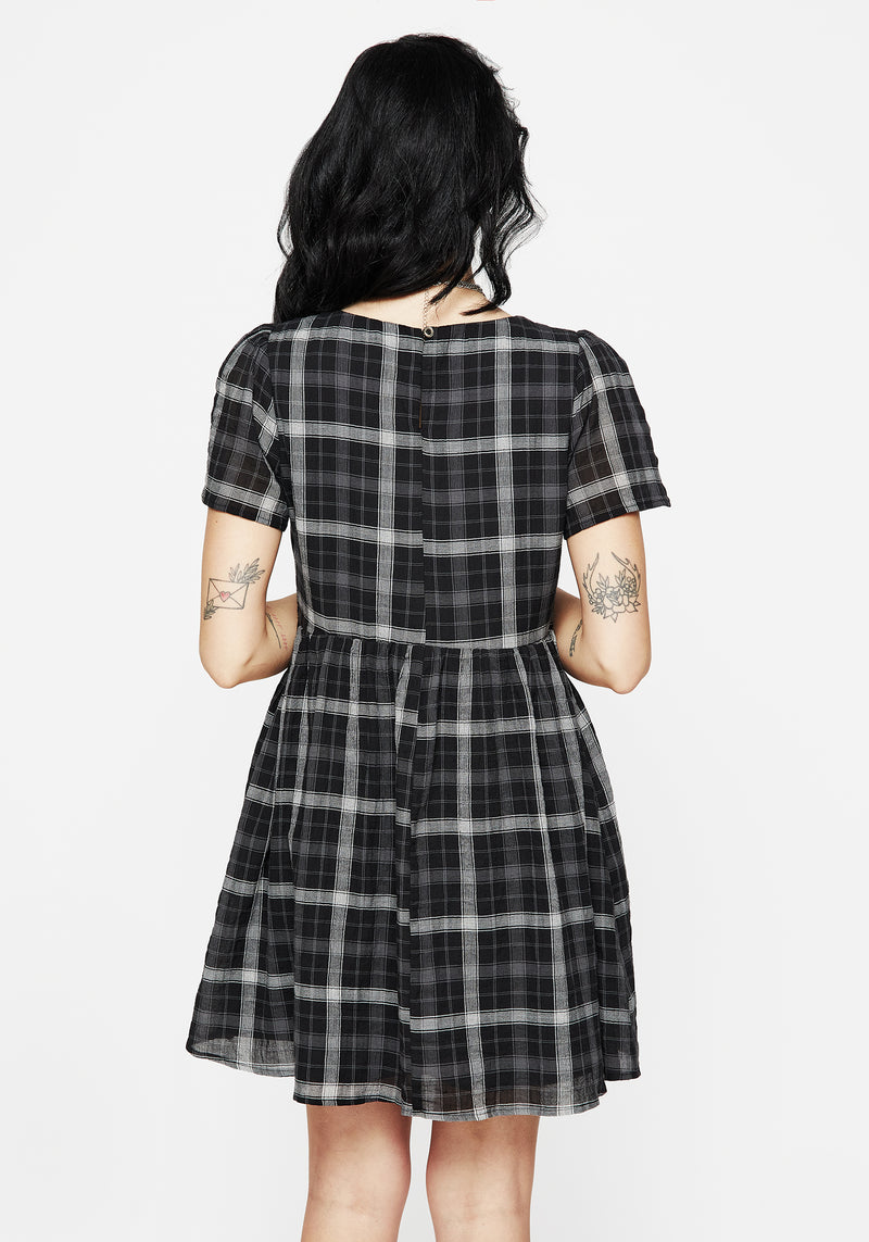 Dilemma Check Mini Smock Dress