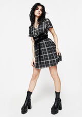 Dilemma Check Mini Smock Dress