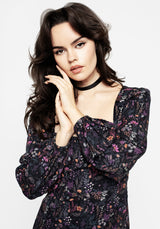 Heliotrope Floral Print Midi Dress