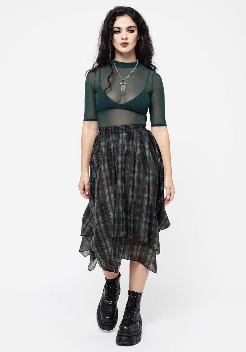 Checkmate Layered Organza Handkerchief Hem Skirt