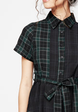 Analogue Check Cotton Mini Shirt Dress