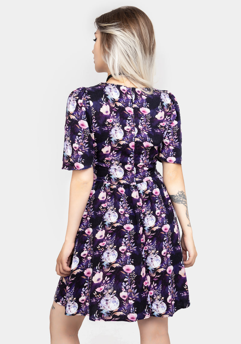 Socordia Floral Moon Button Front Mini Dress