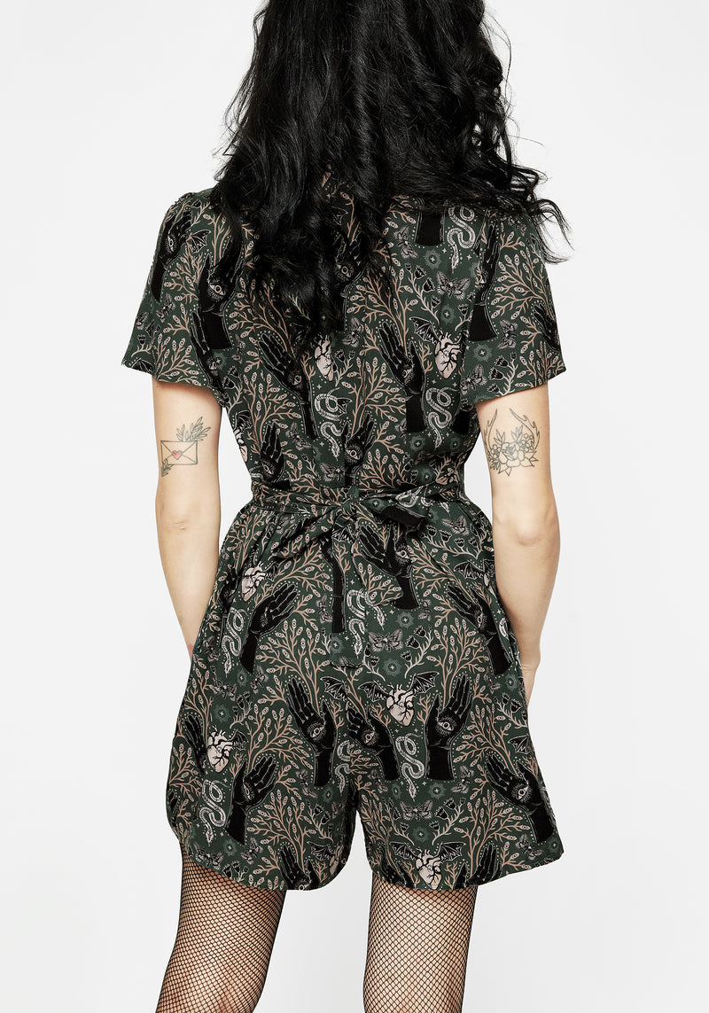 Hemlock V-Neck Playsuit - Green