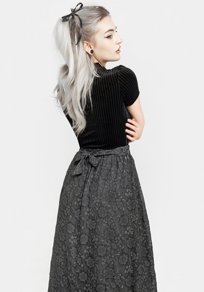 Revival Floral Mesh Layered Midi Skirt