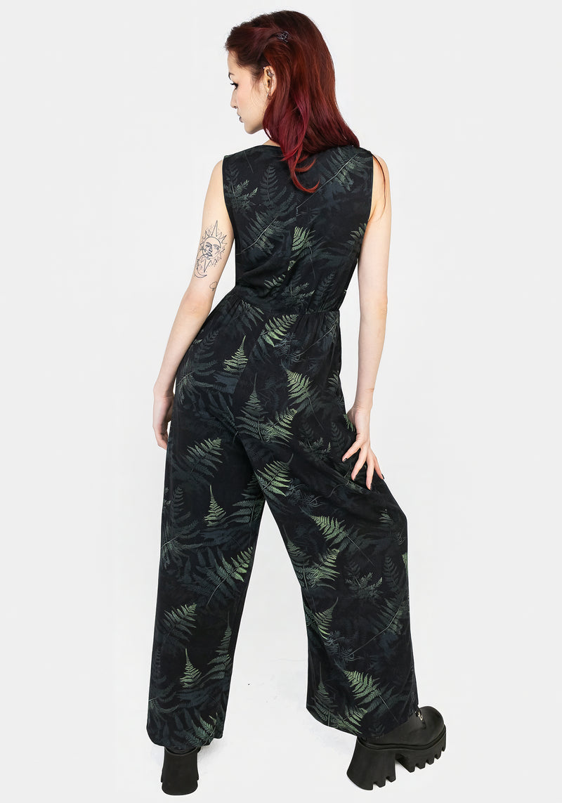 Fernery Sleeveless Button Up Jumpsuit