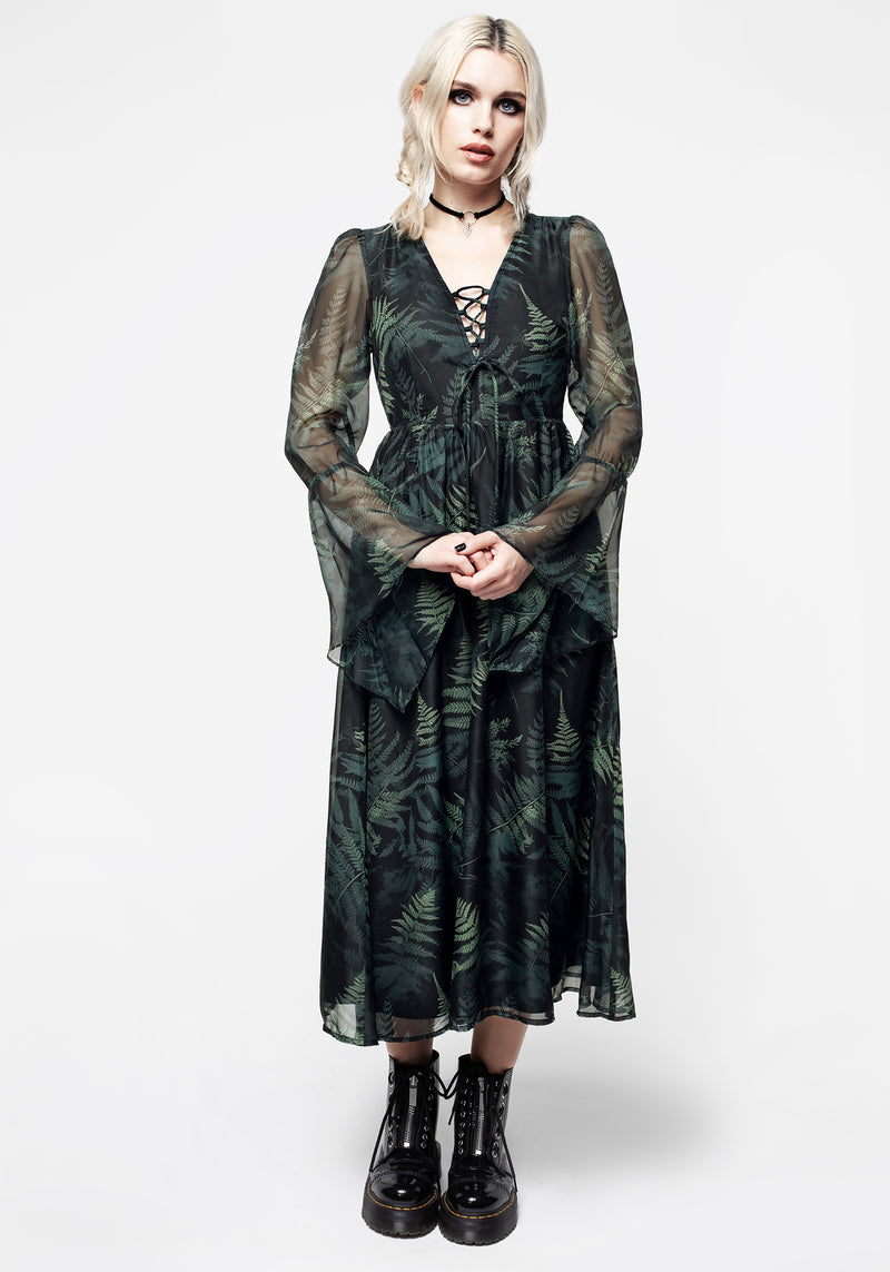 Fernery Chiffon Lace Front Midaxi Dress