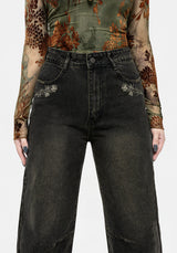 Veltha Floral Embroidered Denim Mom Jeans