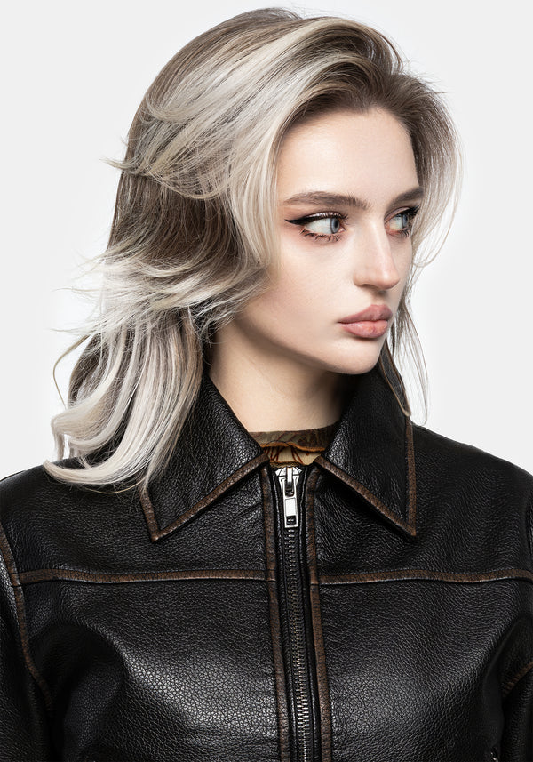 Ermania Crop Faux Leather Jacket