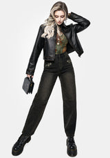 Ermania Crop Faux Leather Jacket