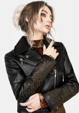 Vervain Embroidered Faux Leather Biker Jacket