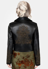 Vervain Embroidered Faux Leather Biker Jacket