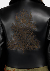 Vervain Embroidered Faux Leather Biker Jacket