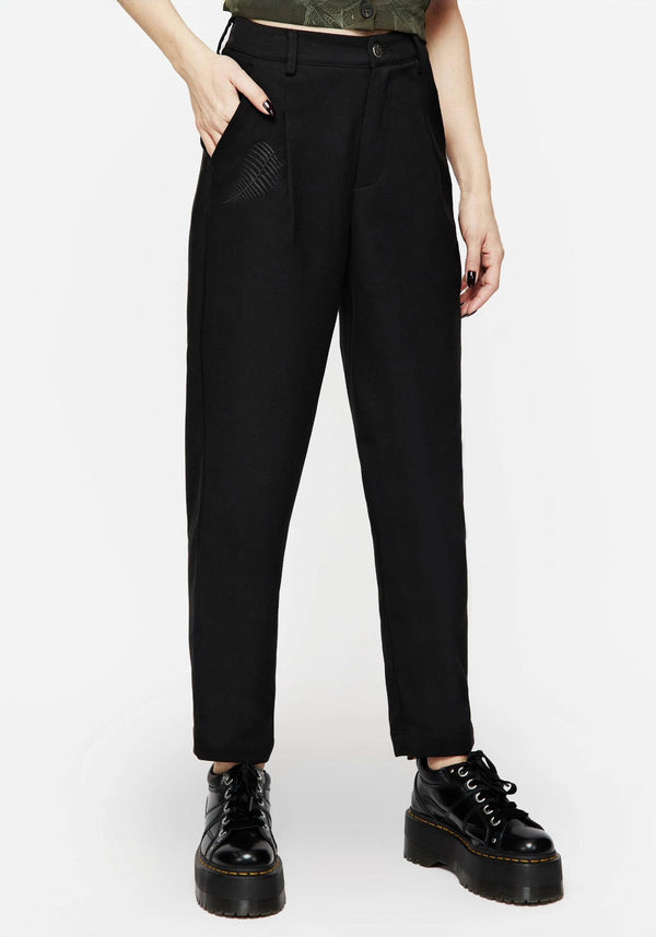 Marsilea Fern Embroidered Tapered Tailored Trousers