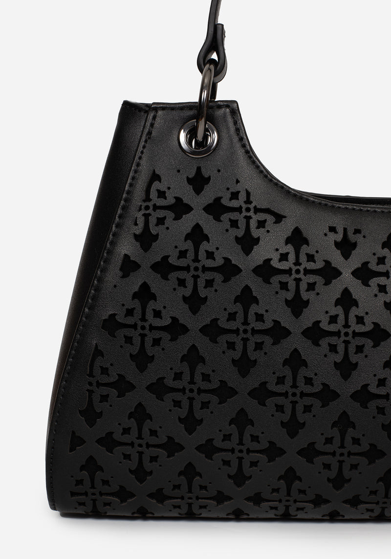 Crux Cut Out Faux Leather Shoulder Bag