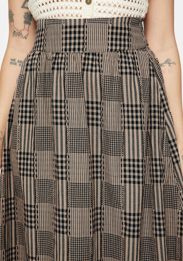 Mabel Check Midi Skirt