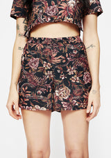 Bashe Cotton Floral Snake Print Shorts