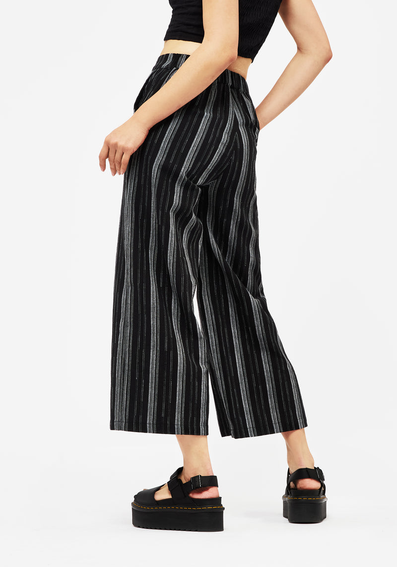 Clandestine Stripe Cotton-Blend Culottes