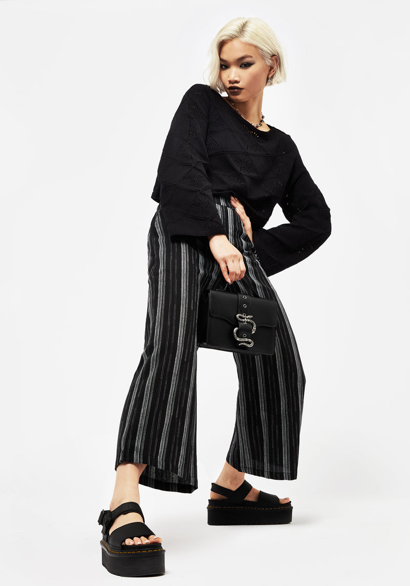 Clandestine Stripe Cotton-Blend Culottes