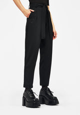 Hester Embroidered Tapered Trousers - Black