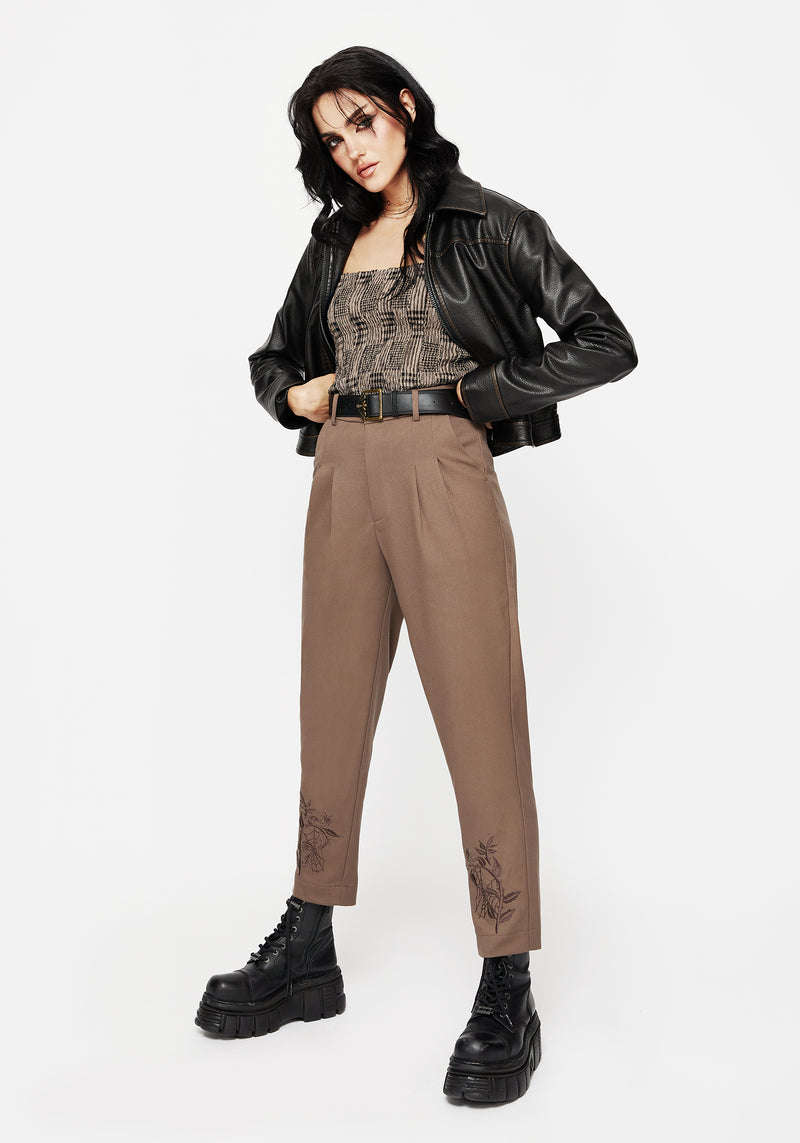 Hazel Embroidered Slim Tailored Trousers