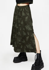 Callopistria Moth Print Midi Skirt - Green