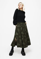 Callopistria Moth Print Midi Skirt - Green