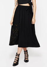 Cressida Moth Embroidered Midi Skirt