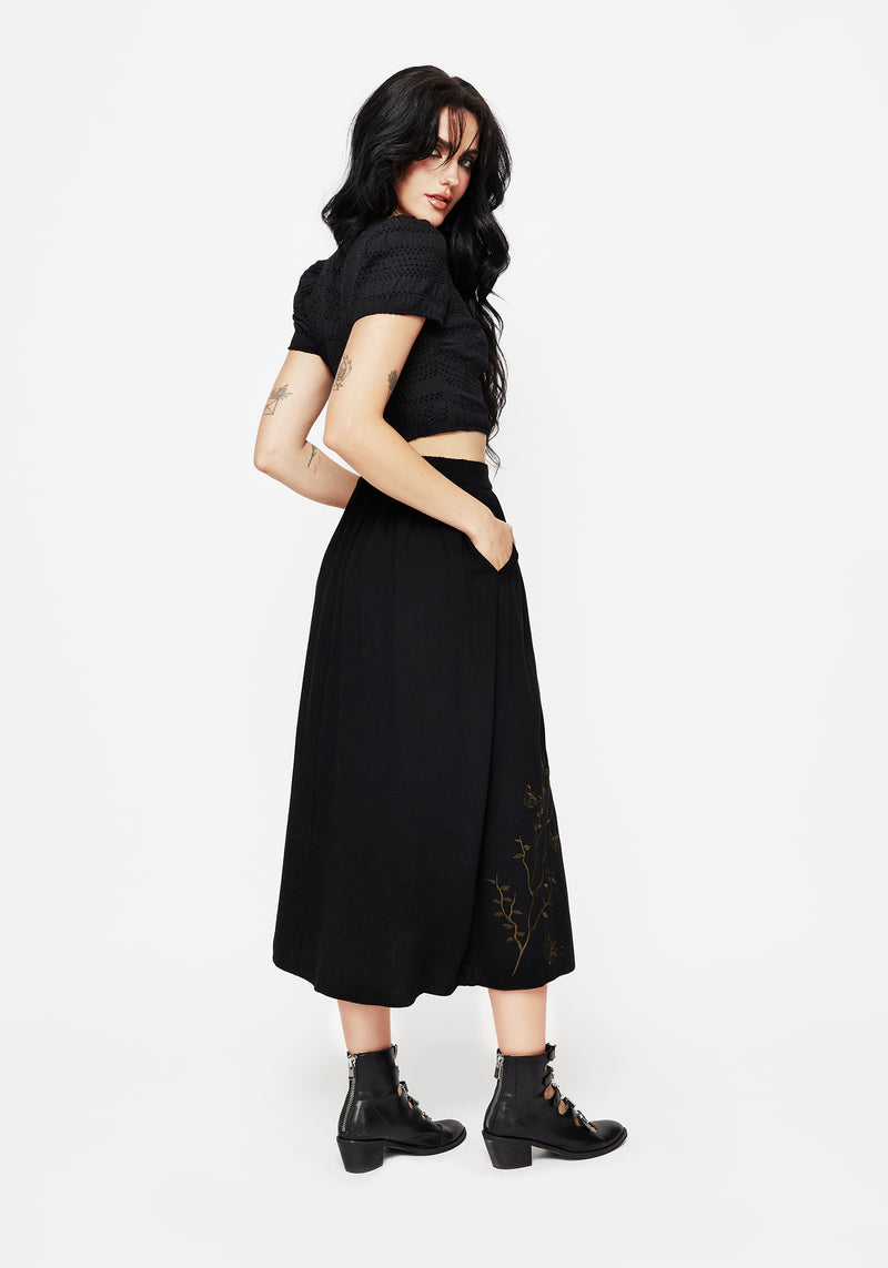 Cressida Moth Embroidered Midi Skirt