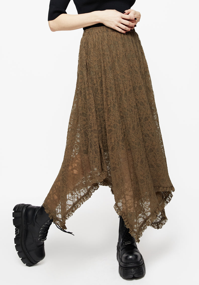 Myrtle Floral Lace Layered Midi Skirt