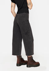 Dragonfly Embroidered Wide Leg Denim Culotte Jeans