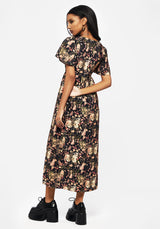 Pixie Floral Print Tie Front Maxi Dress