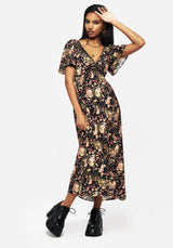 Pixie Floral Print Tie Front Maxi Dress