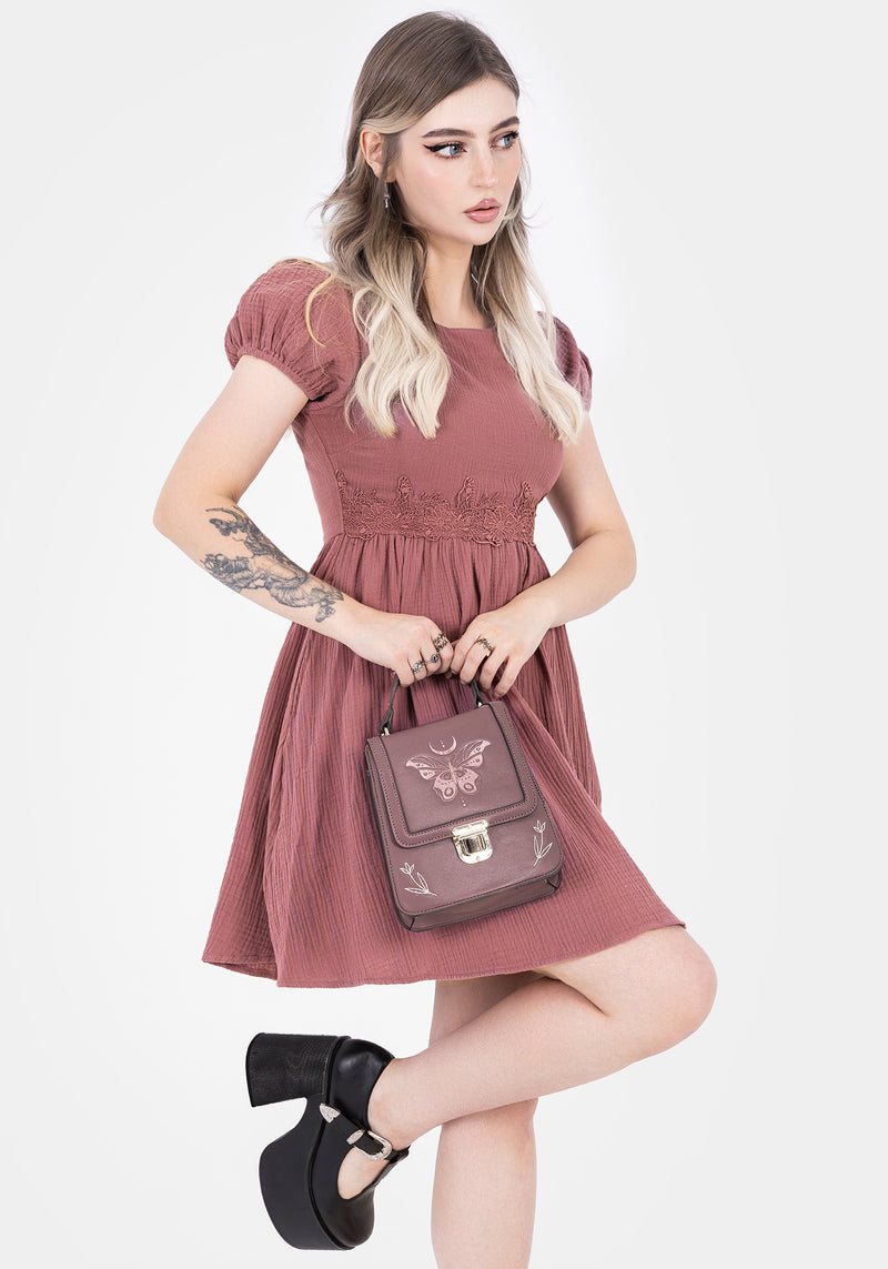 Rosamoth Applique Trim Cotton Mini Smock Dress