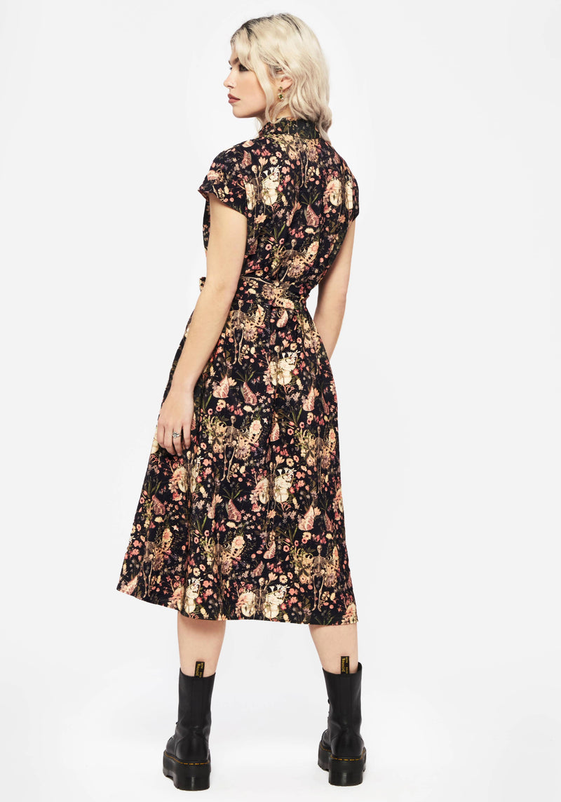 Pixie Floral Print Midi Shirt Dress