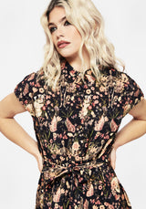 Pixie Floral Print Midi Shirt Dress