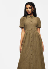 Ramaria Embroidered Puff Sleeve Button Up Midaxi Shirt Dress