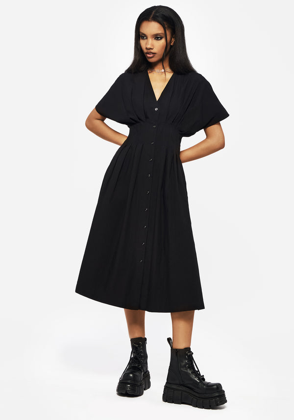 Finis Cotton Button Up Midi Shirt Dress