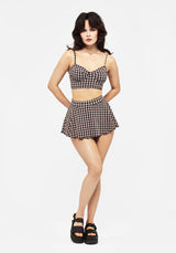 Terra Gingham Swim Skirt - Pink